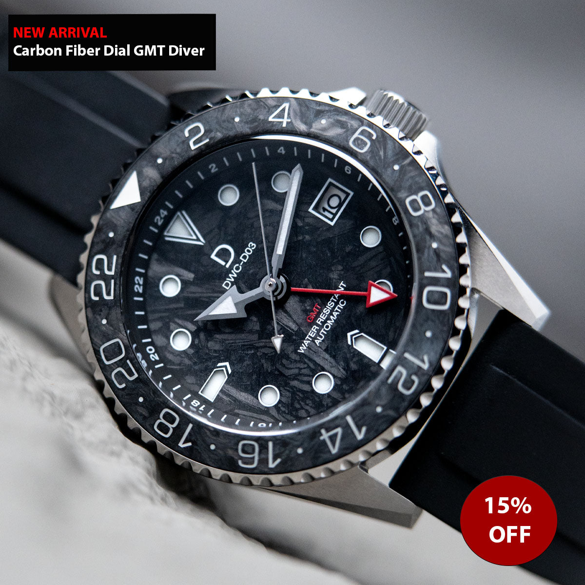 NEW ARRIVAL - 42mm GMT Dive Watchmaking Kit with Forge Carbon Fiber Dial & Bezel Insert | Seiko NH34

