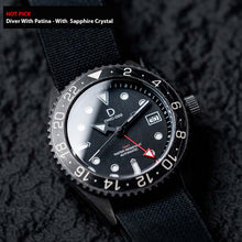 Load image into Gallery viewer, HOT PICK - Plated 925 Silver 42mm GMT Dive Watch | Vintage Diver with Patina | Aging experience | Seiko NH34