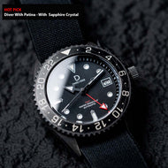 HOT PICK - Plated 925 Silver 42mm GMT Dive Watch | Vintage Diver with Patina | Aging experience | Seiko NH34