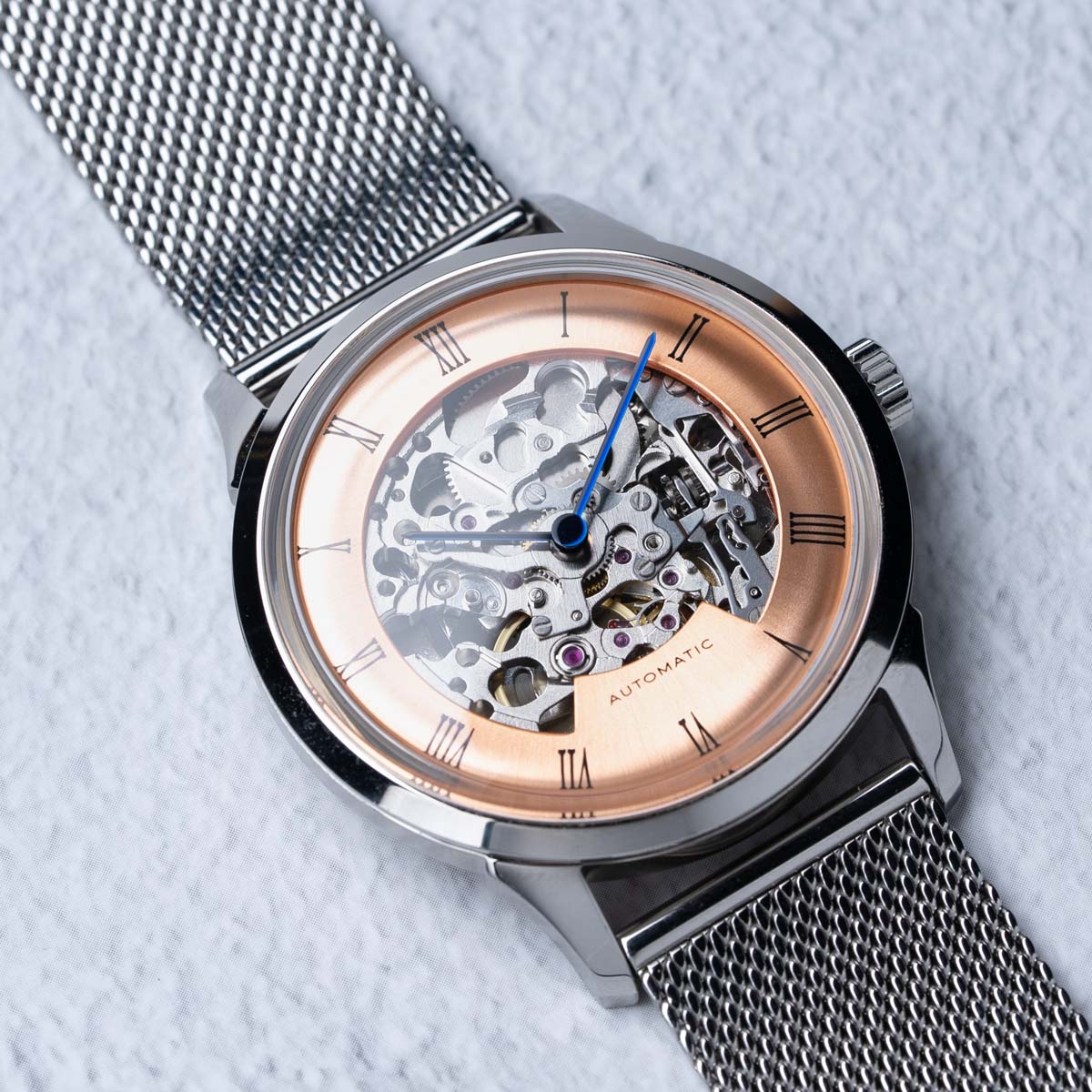 Silver skeleton watch on sale