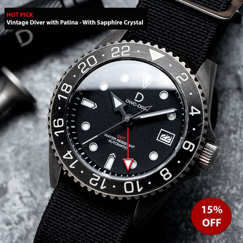 HOT PICK - Plated 925 Silver 42mm GMT Dive Watch | Vintage Diver with Patina | Aging experience | Seiko NH34