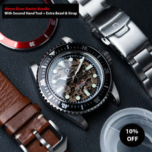 Load image into Gallery viewer, [Starter Bundle] 40mm VD03 Crystal Dial Diver Kit | With Second Hand Setting Assisting Tool and extra strap | Seiko NH70 - With Red Bezel Insert