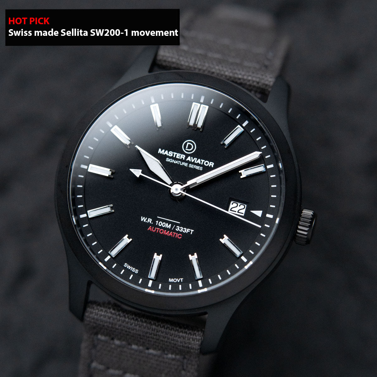 Swiss movement DIY Watch Kit | PVD Pilot Watch with Sellita SW200