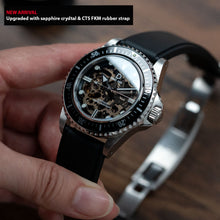 Load image into Gallery viewer, 40mm Vintage Diver Watchmaking Kit – Sapphire Crystal, Crystal Skeleton Dial &amp; CTS Deployant FKM Strap (TMI NH70)