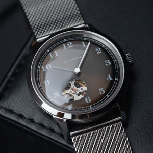 DIY Watchmaking Kit | 38.5mm Mosel - Brunette open heart vintage dress watch w/ Miyota 82S0
