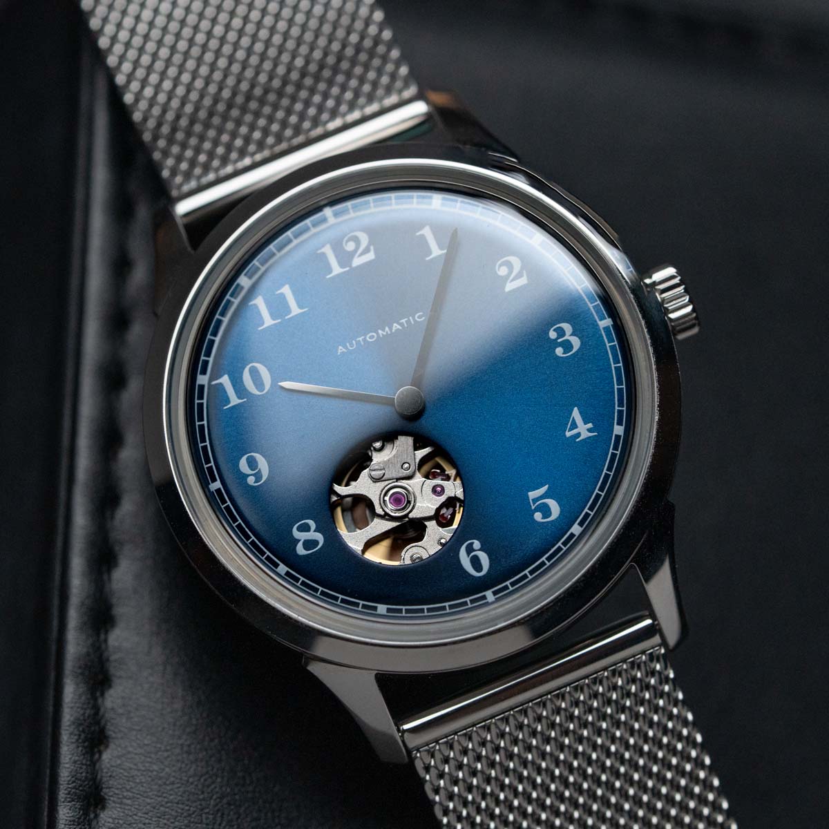 DIY Watchmaking Kit | 38.5mm Mosel Blue open heart vintage dress watch w/ Miyota 82S0
