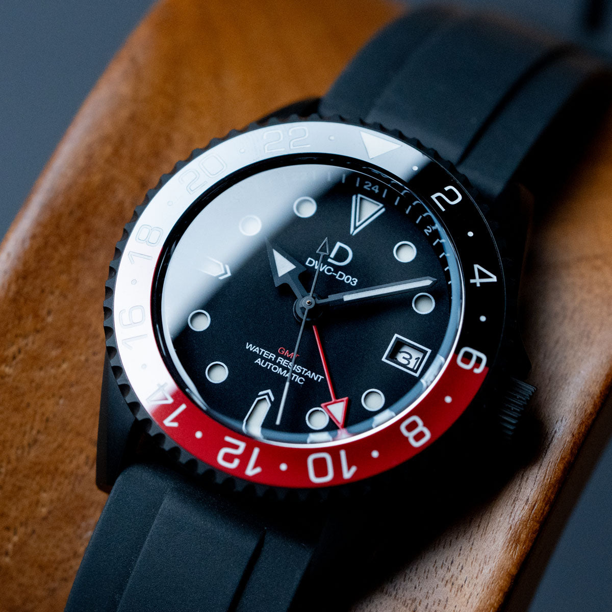DIYWATCH Club 42mm PVD GMT Coke Red-Black Dive Watch - DWC-D03