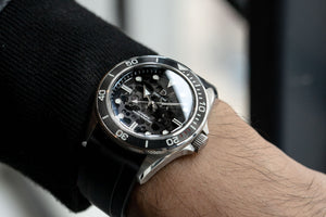 DIY腕錶組裝套裝 |藍寶石潛水腕表 錶盤 - 黑色A型擋板外掛程式
