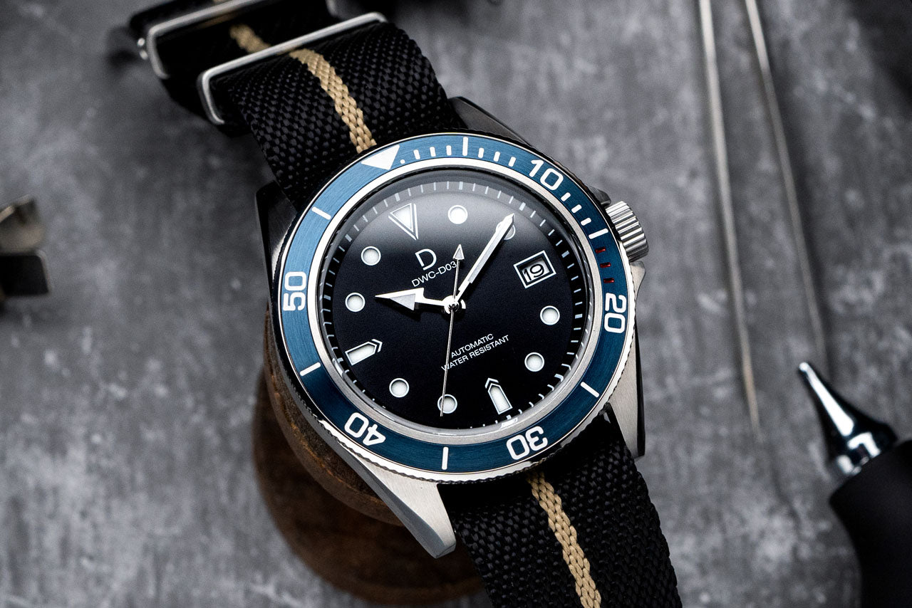 DIY WATCHMAKING KIT - blue diver with seiko NH35 and NATO strap