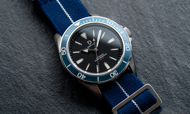 CLEARANCE SALE - DIY Watchmaking Kit | Blue Bezel NH35 Dive Watch | DWC-D01 with 200m marking (Sapphire Dome Crystal)