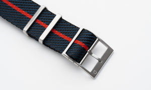 DIY Watch Club 經典 NATO 錶帶 - 海軍藍 x 黑色配紅色條紋