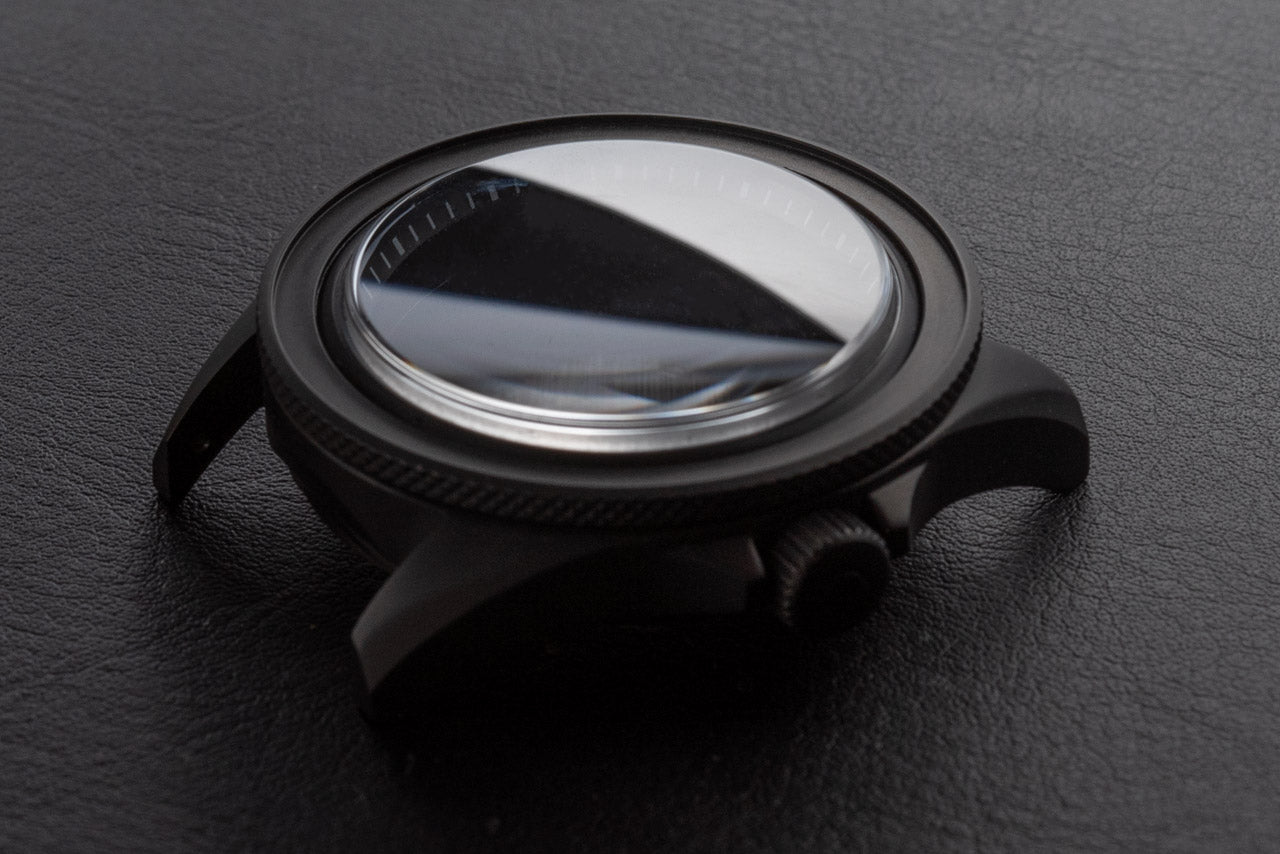 42mm DWC Black Diver Case Knurled Bezel variant PVD Black Stainless Steel Sapphire Dome DWC CD 01